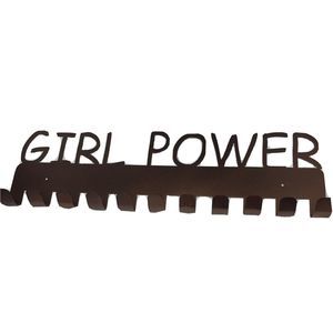 👧GIRL POWER👧Sign Plaque Coat Hat Towl Hook Hanger Rack 11 Hooks Bronze Colored